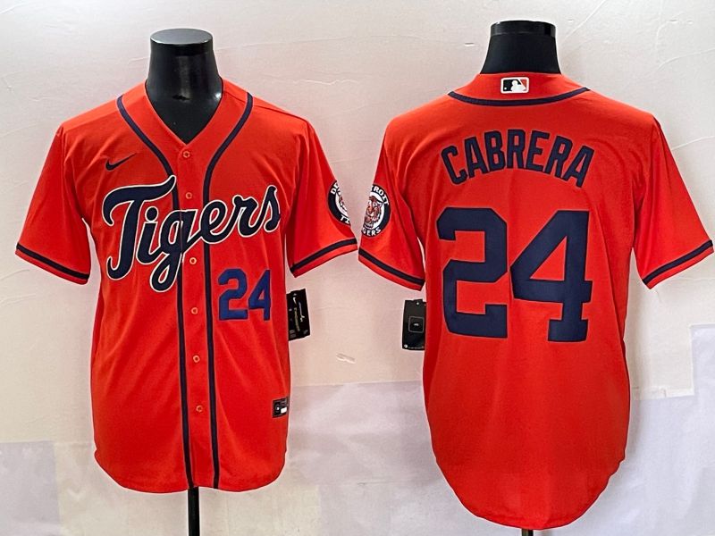 Men 2025 Detroit Tigers #24 Cabrera Orange Game Nike MLB Jersey style 3->detroit tigers->MLB Jersey